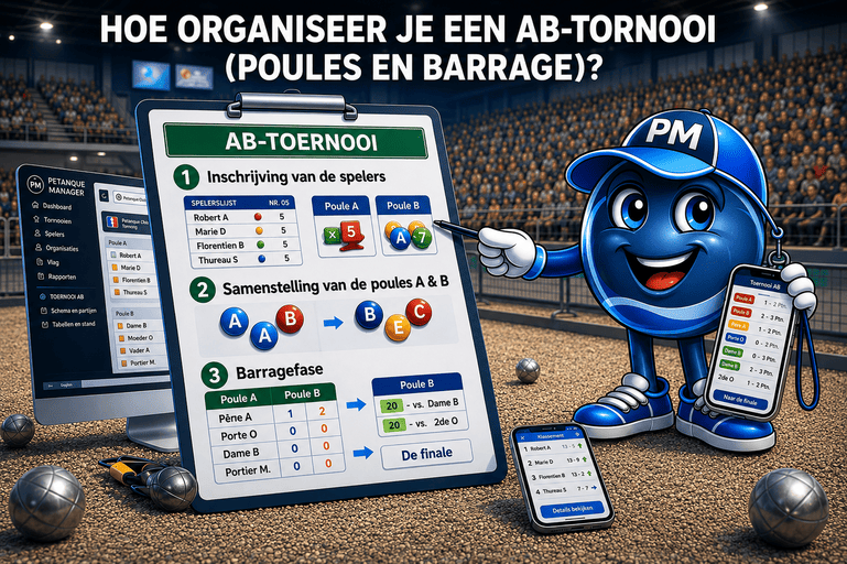 Een petanquetoernooi in formule AB organiseren (poules en barrage)